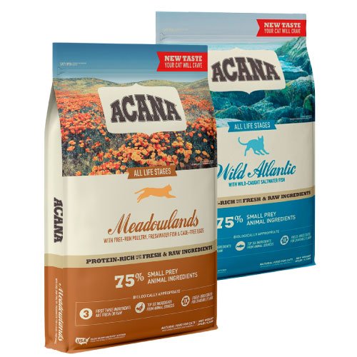 Bolsas de Acana Meadowlands y Wild Atlantic para gatos en Cat-oh Perú