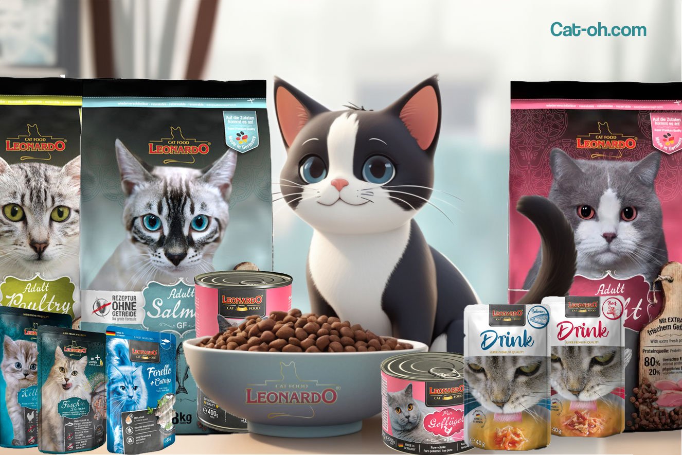 Gato con productos Leonardo
