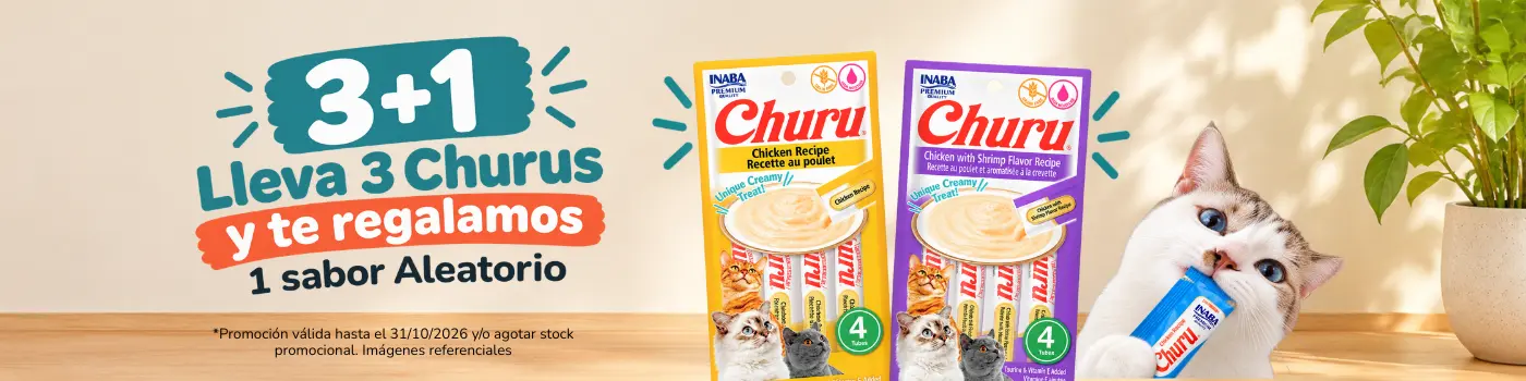 Promocion 3+1 de premio para gatos Churu